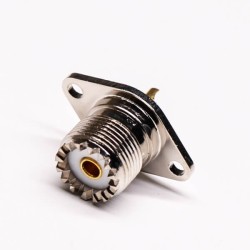 20pcs UHF Female 180° Connector Solder Type 2 Hole for Flange Mount