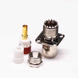 20pcs UHF Female Connector Straight 4 Hole Flange Clamp Type for Cable