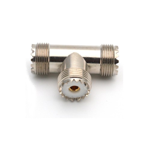 3-Way UHF Jack Female to Female 3 Ports Splitter RF T Type Adapter Connector 3-Way UHF Jack Female to Female 3 Ports Splitter RF T Type Adapter Connector