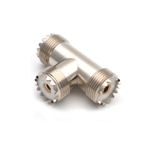 3-Way UHF Jack Female to Female 3 Ports Splitter RF T Type Adapter Connector 3-Way UHF Jack Female to Female 3 Ports Splitter RF T Type Adapter Connector
