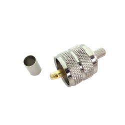 Nickel Plated UHF Plug Male Crimp Connector for Cable RG316/RG174