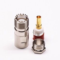 UHF 180 Degree Cable Connector Female Straight with Clamp Type