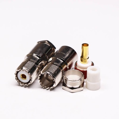 UHF Cable Female Connector 180° Coaxial with Clamp Type UHF Cable Female Connector 180° Coaxial with Clamp Type