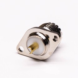 UHF Female 180° Connector Solder Type 2 Hole for Flange Mount
