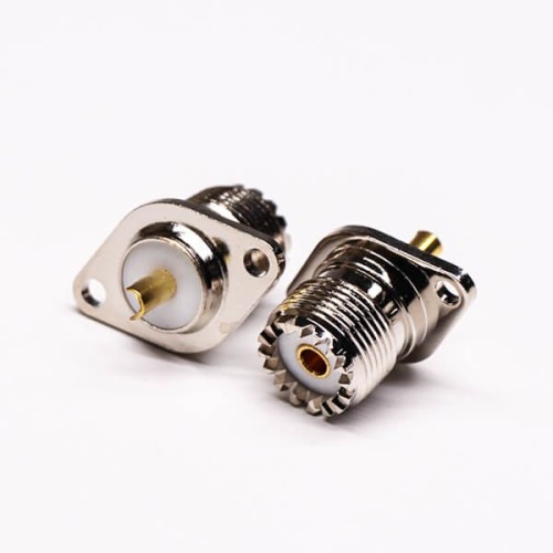 UHF Female 180° Connector Solder Type 2 Hole for Flange Mount UHF Female 180° Connector Solder Type 2 Hole for Flange Mount