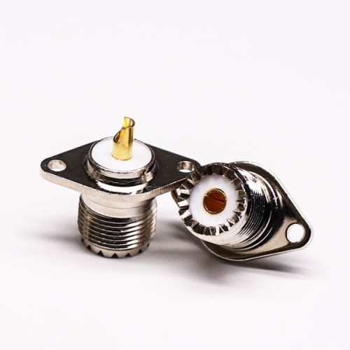 UHF Female 180° Connector Solder Type 2 Hole for Flange Mount UHF Female 180° Connector Solder Type 2 Hole for Flange Mount