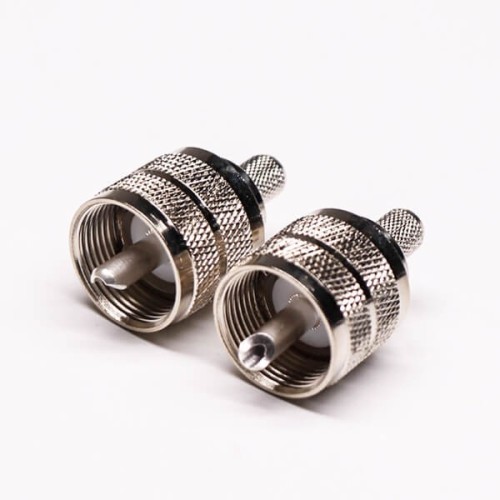 UHF Male Coaxial Connector 180 Degree Sliver Plated Crimp Type for Cable UHF Male Coaxial Connector 180 Degree Sliver Plated Crimp Type for Cable