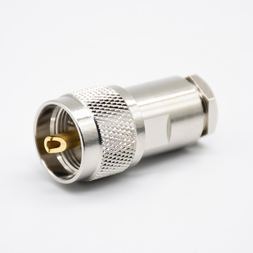 UHF Male Connector 180 Degree for Cable Coaxial with Clamp Type UHF Male Connector 180 Degree for Cable Coaxial with Clamp Type
