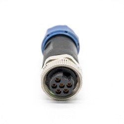 7/8 Connector 6 pin Female Solder Type For Cable Straight Non-Shield