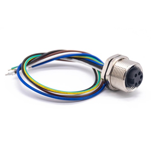 M7/8 Jack 5 Pin Straight Balkhead Front Mount 30cm 18AWG Single Ended Cable UnShielded