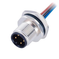 10pcs 4Pin Male M12 Connector Panel Rear Mounting Connector With electronic Wires