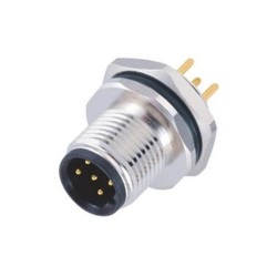 10pcs M12 5 Pin B Code Male Rear Panel Mount Connector M16x1.5 PCB Type