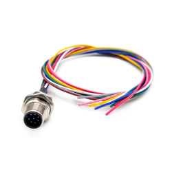 10pcs M12 8 pin Connector Connector Front Mount With Wires 1M