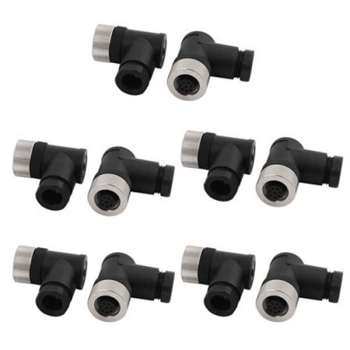 10PCS M12 8 Pins Female Cable Mount Connector Right Angle Assembly Cable Plug 10PCS M12 8 Pins Female Cable Mount Connector Right Angle Assembly Cable Plug