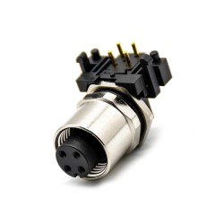 10pcs M12 Connector PCB Mount Right Angle 4Pin Female A Code Back Mount Solder type Connector