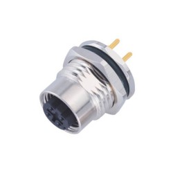 10pcs M12 Ethernet Connector D-Coding 4Pin Female PCB Panel Front Mounting Connector CNC Screw