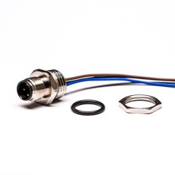 10pcs M12 Male Cable Bulkhead Mount Connector Male IP67 Waterproof Connector With Wires 30CM Length AWG22