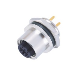 10pcs M12 Receptacle Connector PCB Type 4Pin D-Code Female Panel Rear Mounting Socket