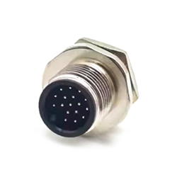 17 Pin M12 Cable A Code Male Straight Rear Bulkhead Waterproof Panel Receptacles Solder Type Shielded