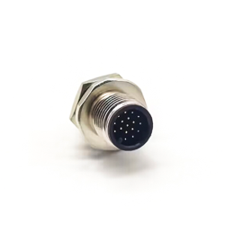 17 Pin M12 Cable A Code Male Straight Rear Bulkhead Waterproof Panel Receptacles Solder Type Shielded