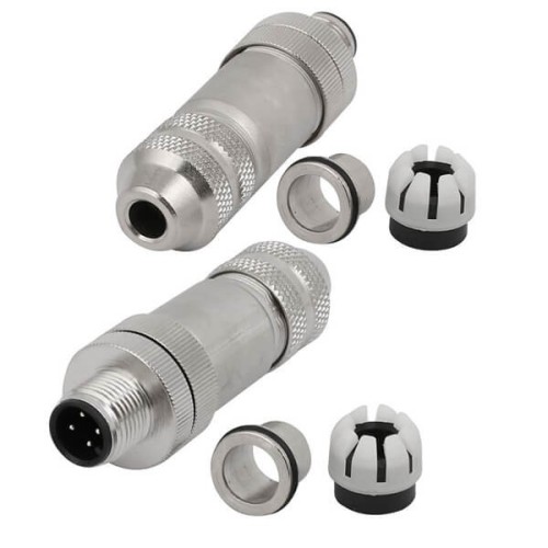 2PCS M12 4Pin Male Assembly Straight Shield Connector Screw Termination Cable Plug 2PCS M12 4Pin Male Assembly Straight Shield Connector Screw Termination Cable Plug