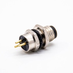 3Pin M12 Connector A Code Male Front Mount 180° PCB Solder type waterproof
