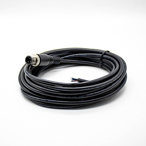 3Pin M12 Extension Cable Male A Code Straight Connector Molded Cable 5M AWG22 3Pin M12 Extension Cable Male A Code Straight Connector Molded Cable 5M AWG22