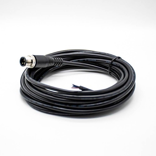 3Pin M12 Extension Cable Male A Code Straight Connector Molded Cable 5M AWG22 3Pin M12 Extension Cable Male A Code Straight Connector Molded Cable 5M AWG22
