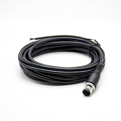 3Pin M12 Extension Cable Male A Code Straight Connector Molded Cable 5M AWG22 3Pin M12 Extension Cable Male A Code Straight Connector Molded Cable 5M AWG22