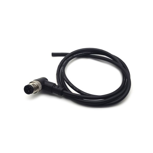 4 Pin M12 Cable Male Right Angled Connector A Code Moulded Cable 1M AWG22 Ip68 PVC Cable Black 4 Pin M12 Cable Male Right Angled Connector A Code Moulded Cable 1M AWG22 Ip68 PVC Cable Black
