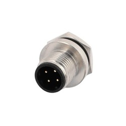 4-Pole M12 Rear Mount Connector Solder Contacts For Cable 10PCS