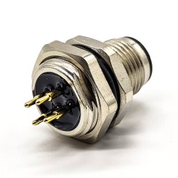 4Pin M12 Connector 180° PCB Mount A Coding Back Mount Waterproof Male Socket