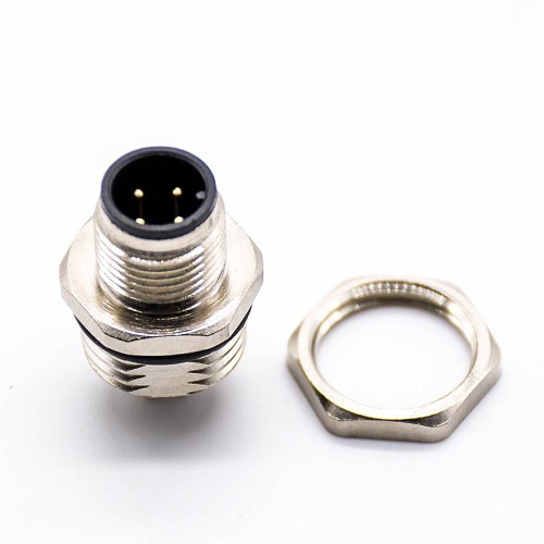 4Pin M12 Connector 180° PCB Mount A Coding Back Mount Waterproof Male Socket 4Pin M12 Connector 180° PCB Mount A Coding Back Mount Waterproof Male Socket