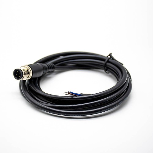 4Pin M12 Extension Cable Male A Code Straight Connector Molded Cable 3M AWG22 4Pin M12 Extension Cable Male A Code Straight Connector Molded Cable 3M AWG22