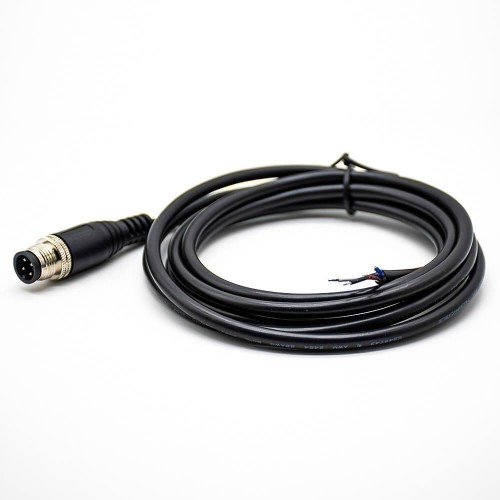 4Pin M12 Extension Cable Male A Code Straight Connector Molded Cable 3M AWG22 4Pin M12 Extension Cable Male A Code Straight Connector Molded Cable 3M AWG22