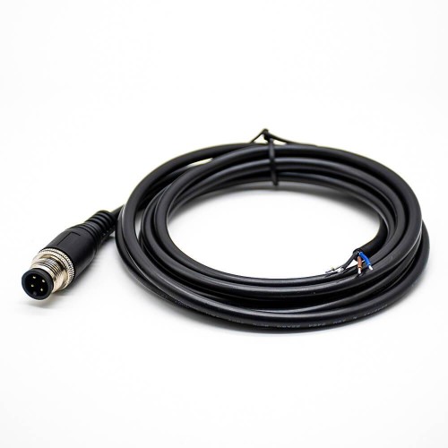 4Pin M12 Extension Cable Male A Code Straight Connector Molded Cable 3M AWG22 4Pin M12 Extension Cable Male A Code Straight Connector Molded Cable 3M AWG22
