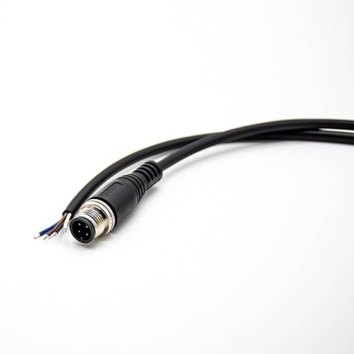 4Pin M12 Extension Cable Male A Code Straight Connector Molded Cable 3M AWG22 4Pin M12 Extension Cable Male A Code Straight Connector Molded Cable 3M AWG22