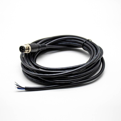 4Pin M12 Extension Cable Male A Code Straight Connector Molded Cable 5M AWG22 4Pin M12 Extension Cable Male A Code Straight Connector Molded Cable 5M AWG22