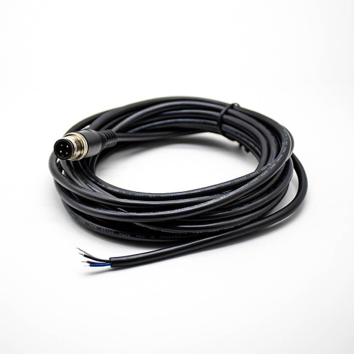 4Pin M12 Extension Cable Male A Code Straight Connector Molded Cable 5M AWG22 4Pin M12 Extension Cable Male A Code Straight Connector Molded Cable 5M AWG22