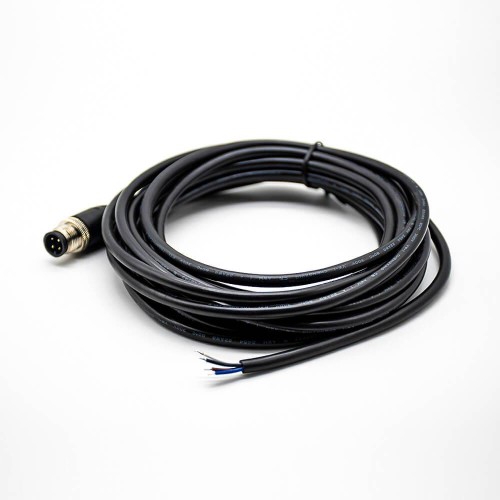 4Pin M12 Extension Cable Male A Code Straight Connector Molded Cable 5M AWG22 4Pin M12 Extension Cable Male A Code Straight Connector Molded Cable 5M AWG22