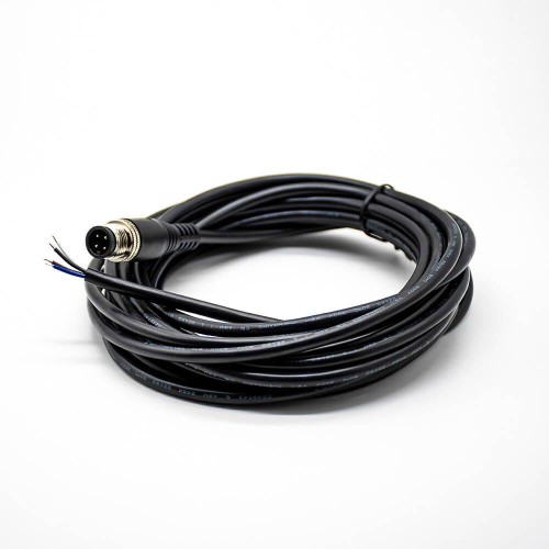 4Pin M12 Extension Cable Male A Code Straight Connector Molded Cable 5M AWG22 4Pin M12 Extension Cable Male A Code Straight Connector Molded Cable 5M AWG22