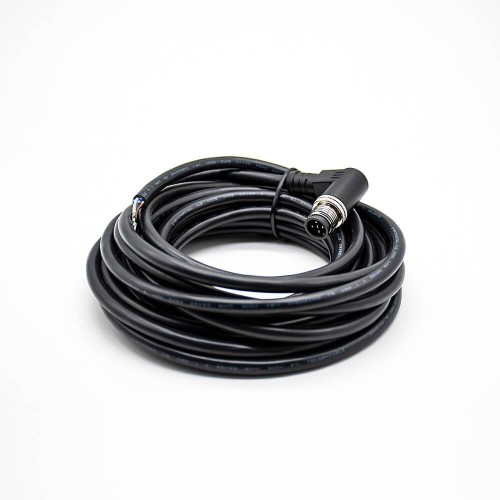 5 Pin M12 Connector A Code Male Angle Molded Cable 5M Single Ended Cable AWG22 5 Pin M12 Connector A Code Male Angle Molded Cable 5M Single Ended Cable AWG22
