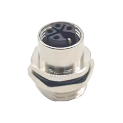5 Pin M12 Connector Cable K-Coding Female Straight Waterproof Back Mount Panel Receptacles Cable Solder Type Shiled