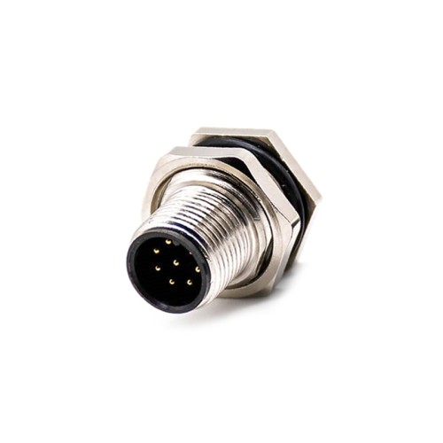 8 Pin M12 Socket Panel Receptacles A Coded Straight Waterproof Male Front Bulkhead Through Hole 8 Pin M12 Socket Panel Receptacles A Coded Straight Waterproof Male Front Bulkhead Through Hole