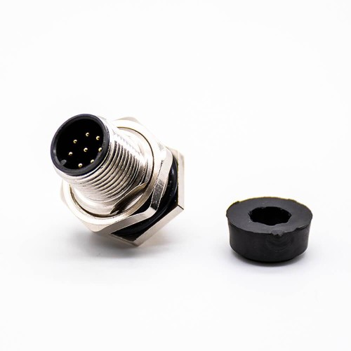 8 Pin M12 Socket Panel Receptacles A Coded Straight Waterproof Male Front Bulkhead Through Hole 8 Pin M12 Socket Panel Receptacles A Coded Straight Waterproof Male Front Bulkhead Through Hole