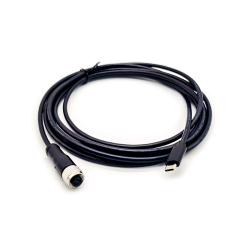 Cable Adaptor M12 4Pin A Code Female to USB 2.0 Type C Male Assembly 3 Meters AWG26