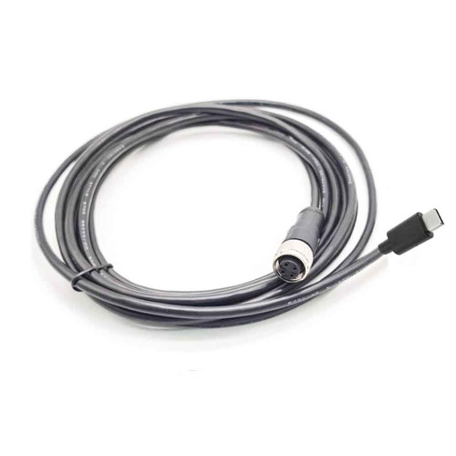Cable Adaptor M12 4Pin A Code Female to USB 2.0 Type C Male Assembly 3 Meters AWG26