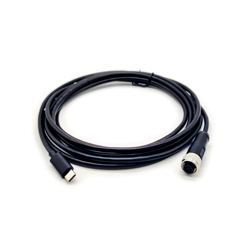 Cable Adaptor M12 4Pin A Code Female to USB 2.0 Type C Male Assembly 3 Meters AWG26