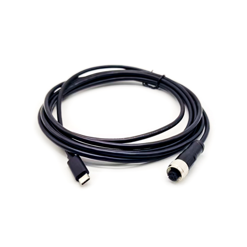 Cable Adaptor M12 4Pin A Code Female to USB 2.0 Type C Male Assembly 3 Meters AWG26