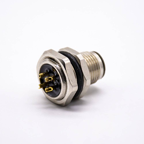 Connector M12 4 Pin A Code Male Shiled Blukhead Waterproof Panel Receptacles for Cable